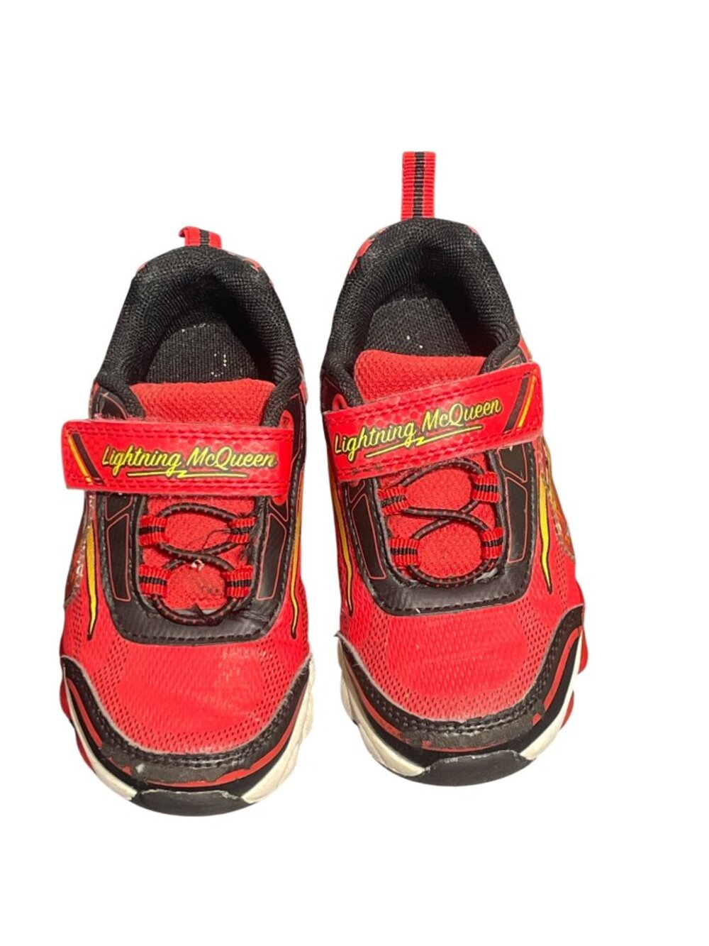 Disney Pixar Cars Lightning McQueen Kids Shoes Red Black Hook Loop Closure Sz 9